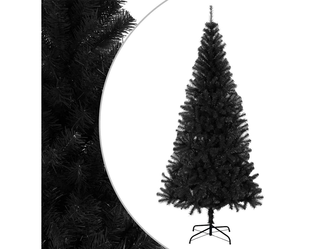 Vidaxl Árvore De Natal Artificial Com Suporte 210 Cm Pvc Preto