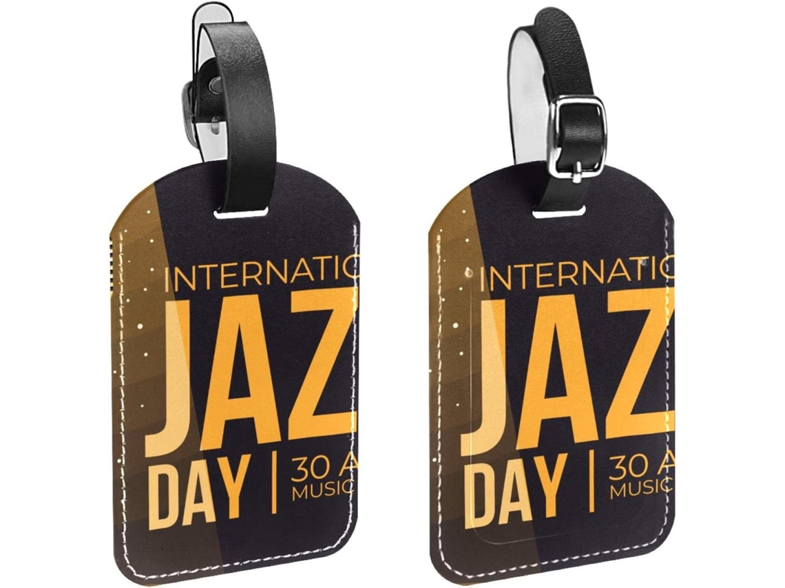 Conjunto De 2 Etiquetas Viagem E Bagagem Masculinas Dia Internacional Do Jazz, 3de Abril Festival De Música Poliuretano