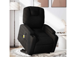 Vidaxl Poltrona De Massagens Reclinável Elevatória Tecido Preto