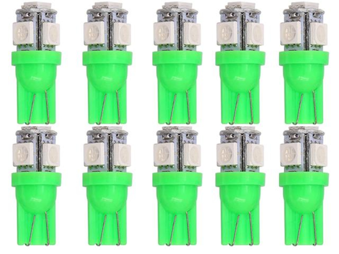 Lâmpada Led, 10 Unidades, Base T10/w5w, 12v, Para Uso Residencial, Comercial Ou Substituição De Fontes Convencionais