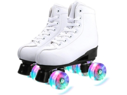 Roller Skates (led Flashing, Double Row Four Wheels) Adult Men's And Women's Pu Roller Skates