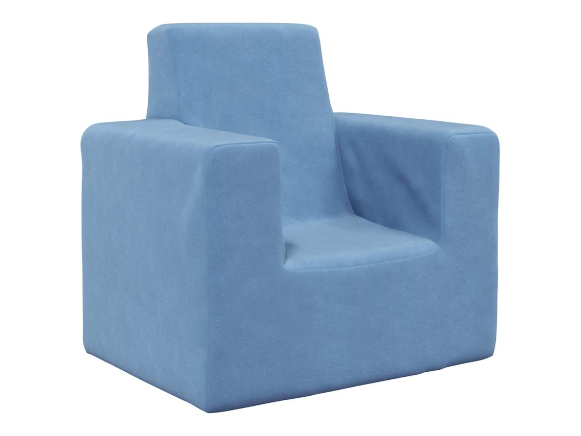 Vidaxl Sofá Infantil Pelúcia Macia Azul