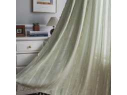 Cortinas de Linho Boho Verde Sálvia 213cm para Quarto e Sala