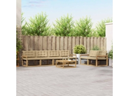Vidaxl Conjunto De Sofás Para Exterior 7 Unid. Branco E Bege