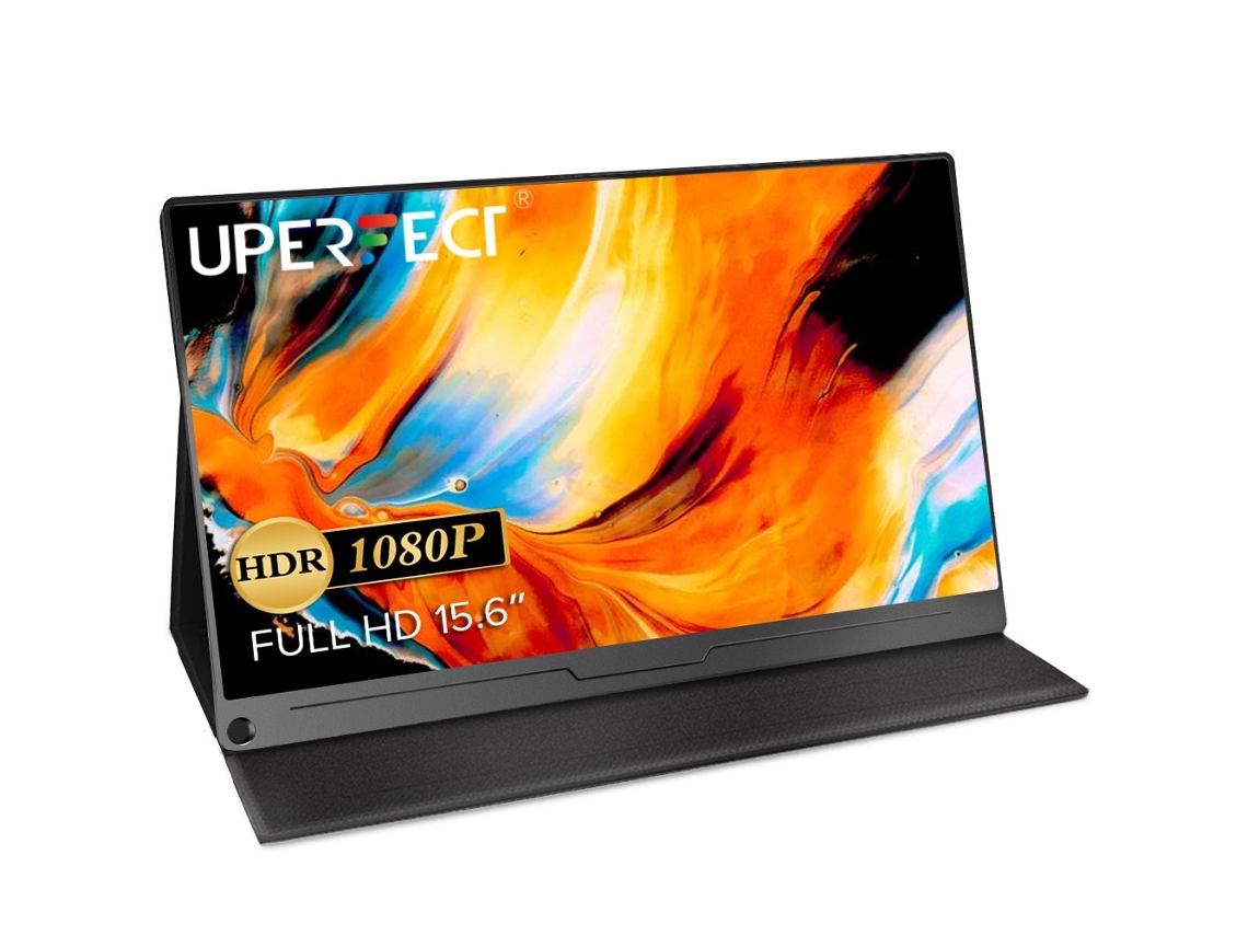 Monitor portátil Uperfect de 15,6" Full HD 1080p IPS HDR, 100% sRGB, VESA 75x75, HDMI, Type-C, Micro USB, moldura de 5 mm, ultraleve (0,4")