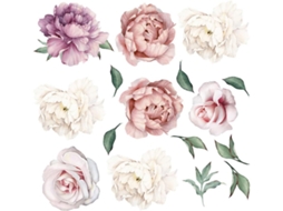 Adesivo De Parede Em Pvc Com Flores De Peônia, Decoração Retrô Para Sala De Estar | Pintura