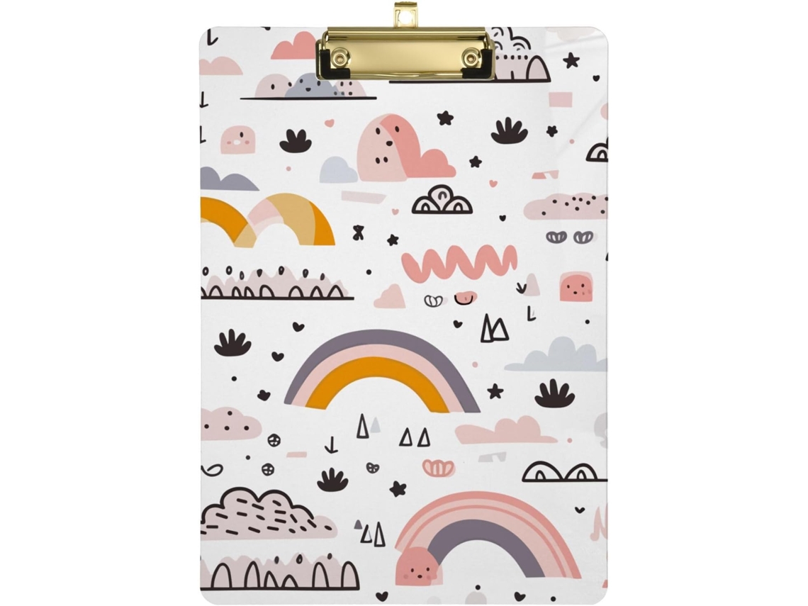 Conjunto De Pranchetas Com Desenhos Animados Em Rosa E Branco Sala Aula