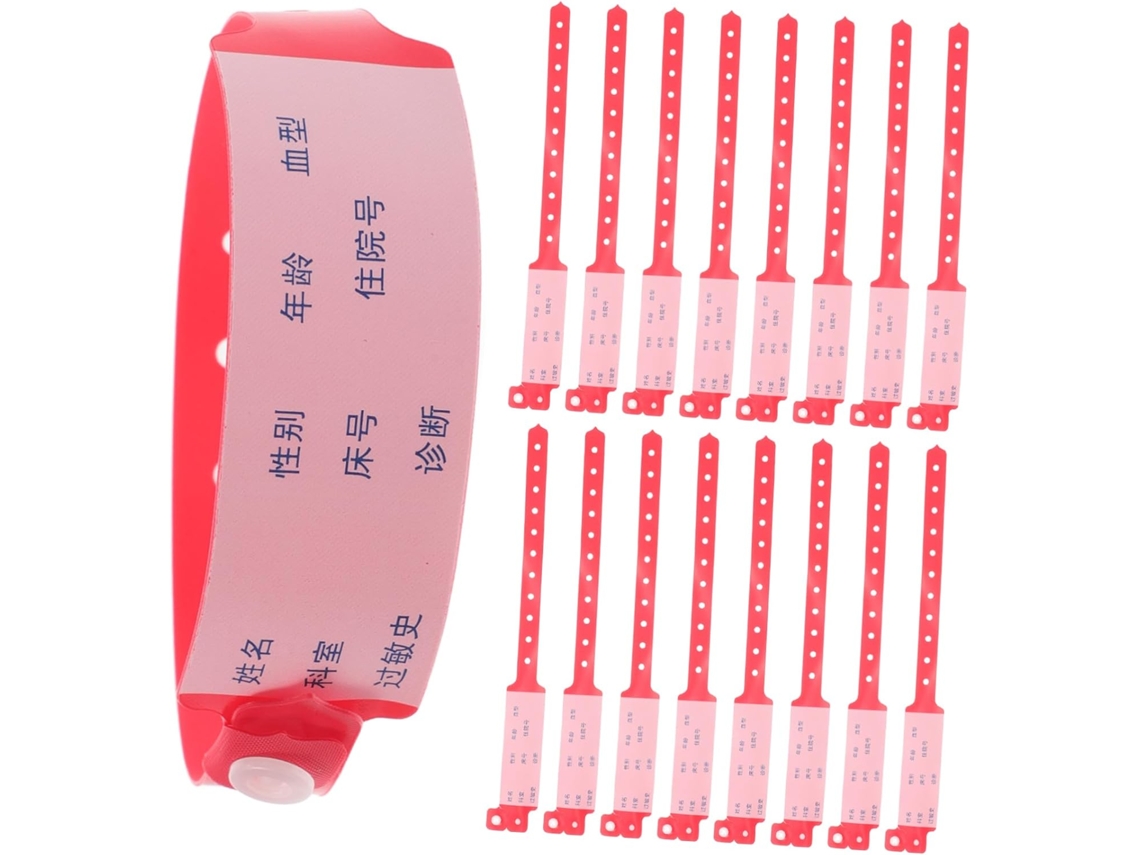 Nuobesty 100 Pulseiras Descartáveis para Identificação Hospitalar, Impermeáveis, para Adultos, Confortáveis e para