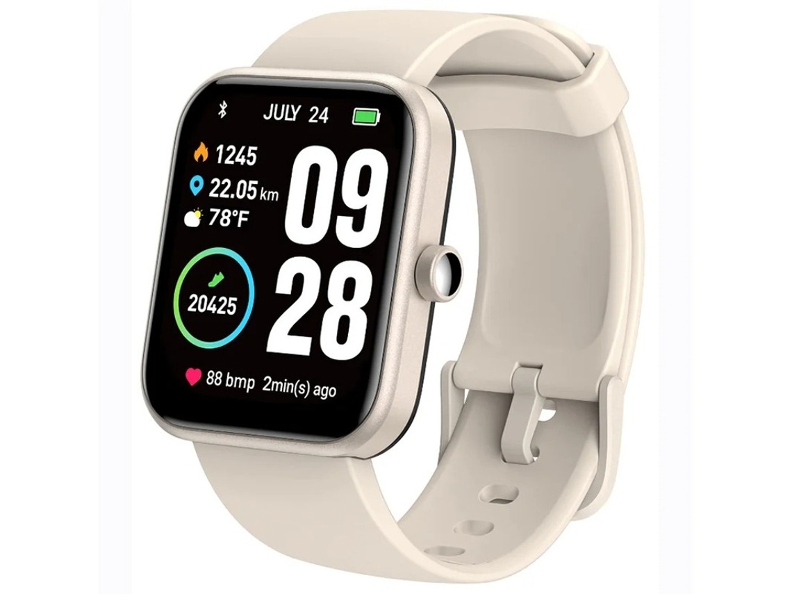Relógio inteligente Bestvite com chamadas Bluetooth, monitoramento de frequência cardíaca, monitoramento do sono e modos de esportes ao ar livre, branco