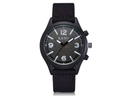 Reloj Deportivo Casual Para Hombre De Cuarzo Con Correa De Lona Negro