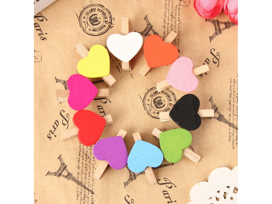 50 Grampos Coração Flor Cute Suministros Casa Cores Mistas