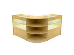 Conjunto de Balcão Comercial MonsterShop Andromeda Maple, 2xC900 1xLM60, MDF e Vidro Temperado