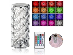 Lâmpada De Mesa De Diamante Cristal, 16 Cores Com Carregamento Usb, Controle Por Toque E Remoto