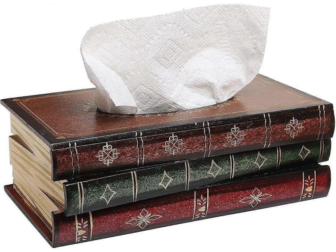 Elegante porta-guardanapos de madeira vermelha, dispensador de lenços de papel para casa, escritório e carro, 25,5 x 14,5 x 10,3 cm