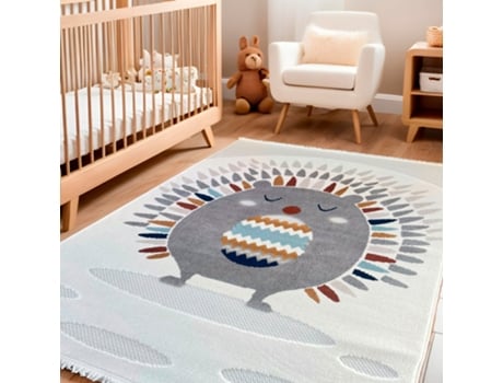 Rugura - Tapete Para Quarto Infantil 160x230cm Menina Menino Com Nuvens, Estrelas, Arco-íris, Animais E Montanhas