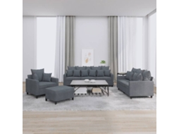 Vidaxl 4 Pcs Conjunto De Sofás Com Almofadões Veludo Cinzento-escuro