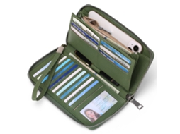 Bolsa De Dinheiro Grande Em Couro Pu, Modelo Longo, Porta Cartões, 16 Compartimentos, Cor Verde Relva