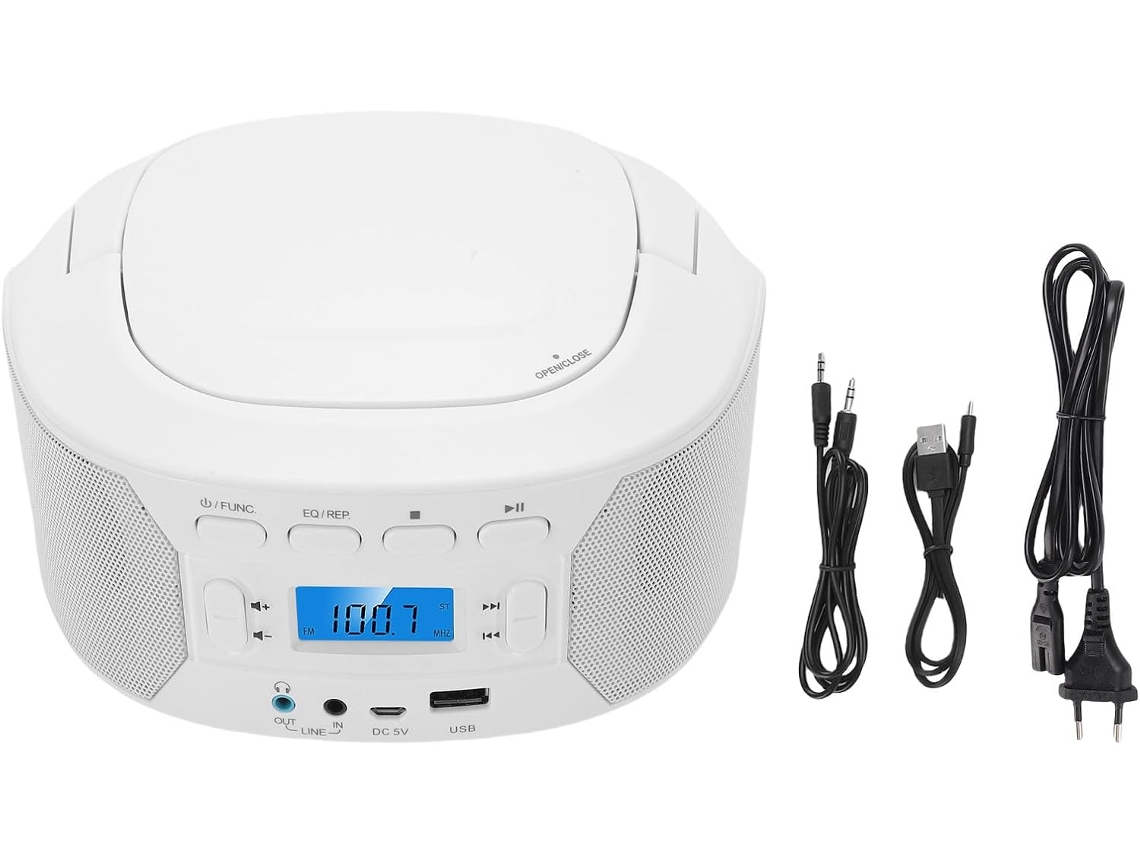 Leitor Cd Portátil Kavolet, De Bt, Rádio Fm, Usb, Entrada Aux, De Mp3 Com Carregamento Superior, De Com