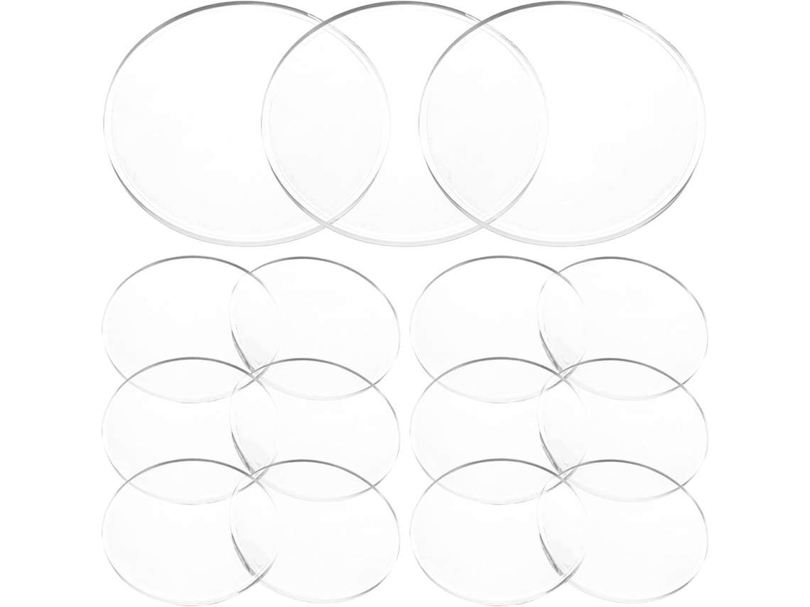 Pacote com 20 Lentes Convexas Acrílicas Stobaza 42 Mm X 7,5 Mm, Unidades, Ópticas para Lupa de Leitura Portáti