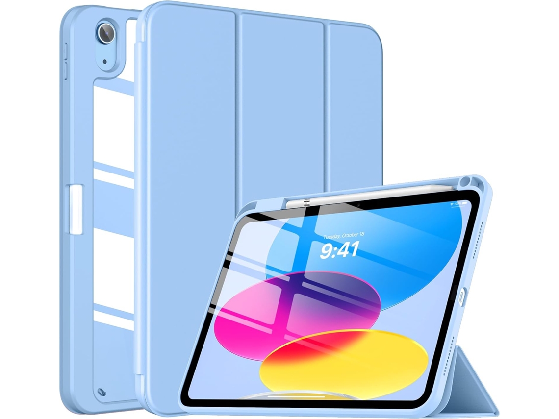 Capa Protetora Para Ipad, Cor Azul, Compatível Com Ipad, Ativação Automática, Transparente