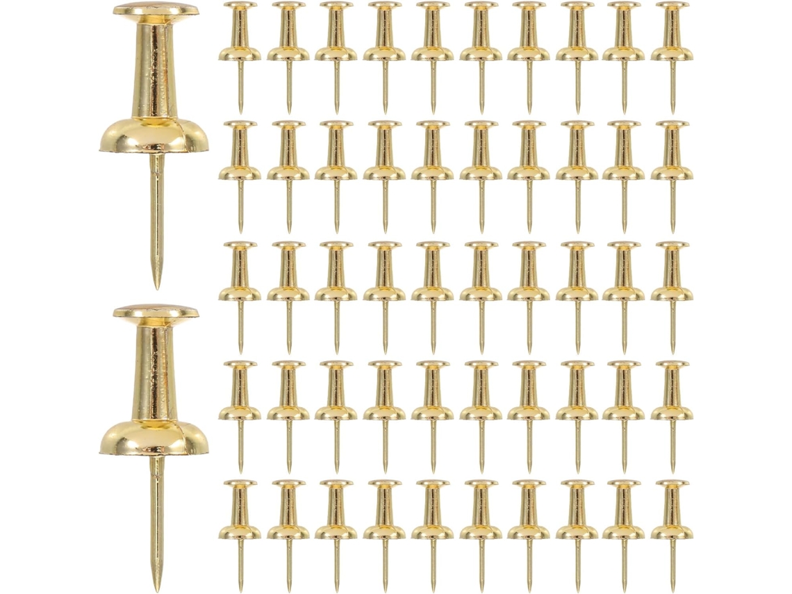 Fuoyloo Tachinhas Decorativas de Plástico e Metal 100 Peças para Mesa, Cabeça Dourada, para Quadros, Fixação de Fotos e