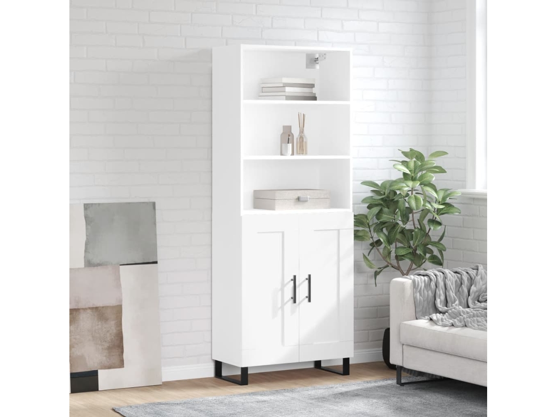 Vidaxl Armário Alto 69,5x34x180 Cm Derivados De Madeira Branco