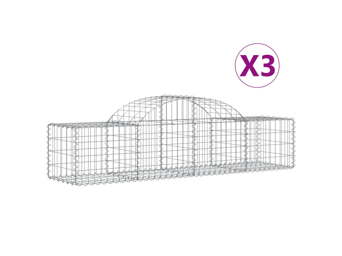 Gabion Basket, Gabion Baskets Vidaxl Prateado Ferro (200 X 50 X 40/60 Cm)