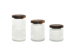 Conjunto De 3 Potes Home Esprit Transparente Natural 700 Ml 1 L 3 Peças