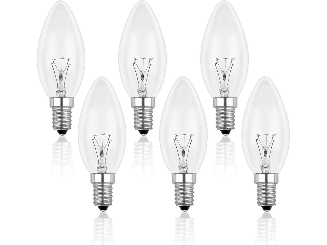 Lâmpada Rebe Clear Candle E14 40w, Incandescente, Regulável, Branco Quente 2700k, 400lm, Base Edison, Pacote com 6