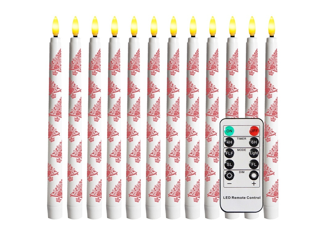 Vela Led Conjunto De 12 Peças De Velas De Natal Sem Chama, 11 Polegadas, Com Controlo Remoto (07) Elysve