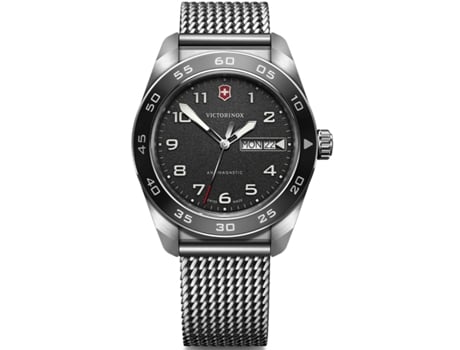 Relógio Homem Swiss Army Ss Black Dial, Mesh 42,00 Mm Bracelete De Aço Cor Da Bracelete Preto À Prova De Água 10 Bar Victorinox Swissarmy
