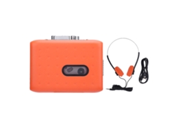 Reprodutor e Gravador de Fitas Portátil Conversor Cassette para Mp3 com Usb C Laranja