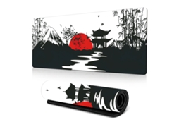 Gaming Mouse Pad 40x90 Cm, Padrão Floral Branco, Preto/branco/vermelho, Base Antiderrapante