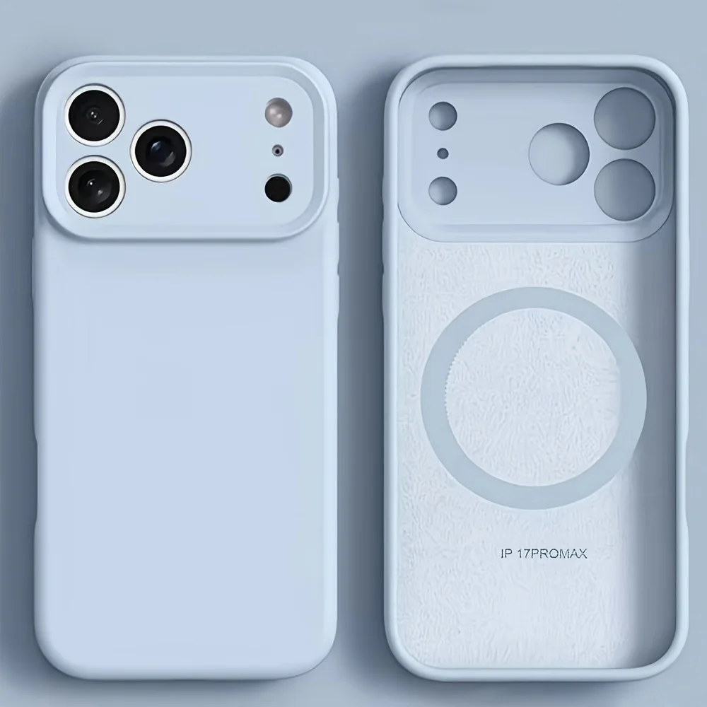 Capa Magnética De Silicone Líquido Para Iphone 13 Pro Max (azul Celeste), Compatível Com Carregamento Sem Fio Magsafe.