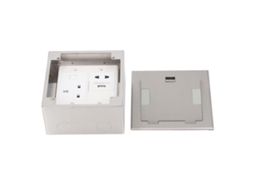 Tomada De Piso Embutida Aço Inox 3p Com Usb E Porta