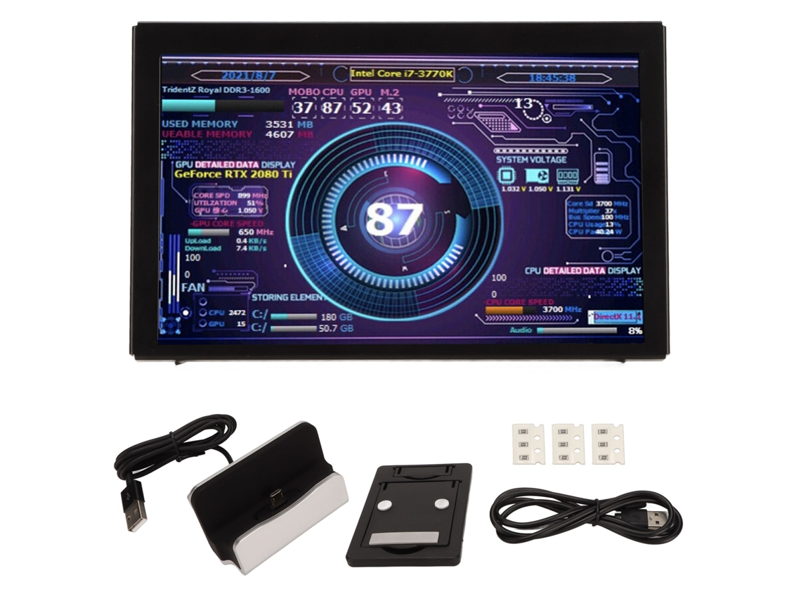 Monitor de temperatura USB Omni-2026 de 5 polegadas com tela IPS para PC, mini display para sensor de CPU e RAM, compatível com Windows, Linux e Raspberry Pi.