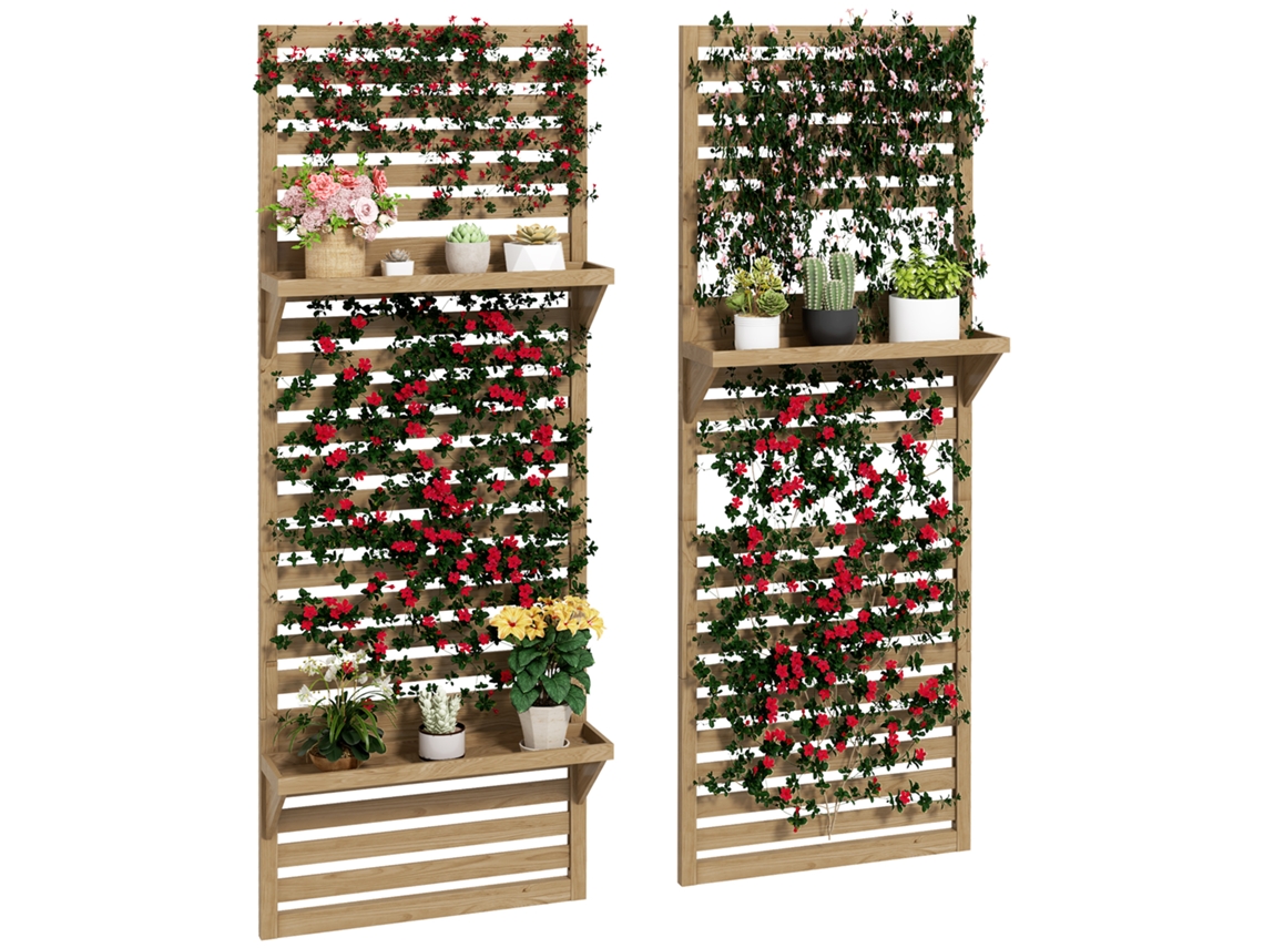 Conjunto de 2 suportes CHEZMOI para plantas, 60x18x170 cm, madeira