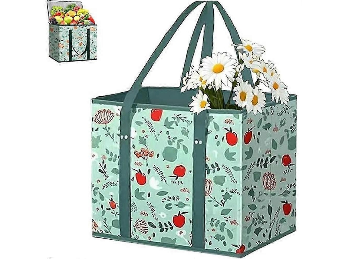 Sacolas de Compras, Compras Reutilizáveis, Sacola Piquenique Dobrável Grande Capacidade em Tecido Não Tecido, Fundo Reforçado Co GOKOCO