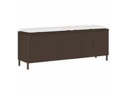 Vidaxl Banco De Jardim Com Almofadão 110x30x40,5 Cm Vime Pe Castanho