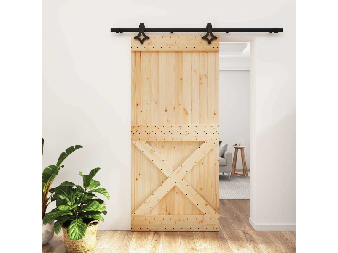 Vidaxl Porta Deslizante 95 X 210 Cm Natural E Preto