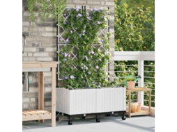 Vidaxl Jardineira Com Irrigação E Rodas 2 Unid. Branco Pp