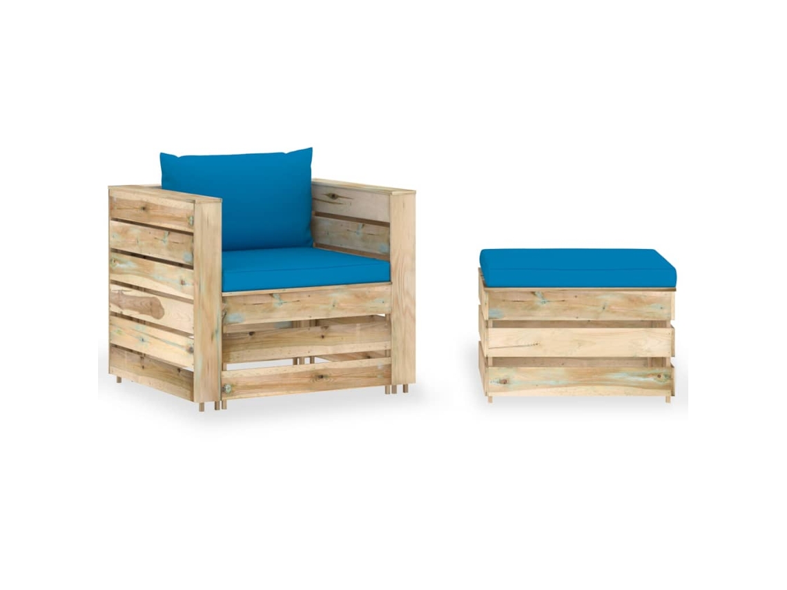 Garden Lounge Set, Garden Lounge Sets Vidaxl Azul Madeira (n/a)