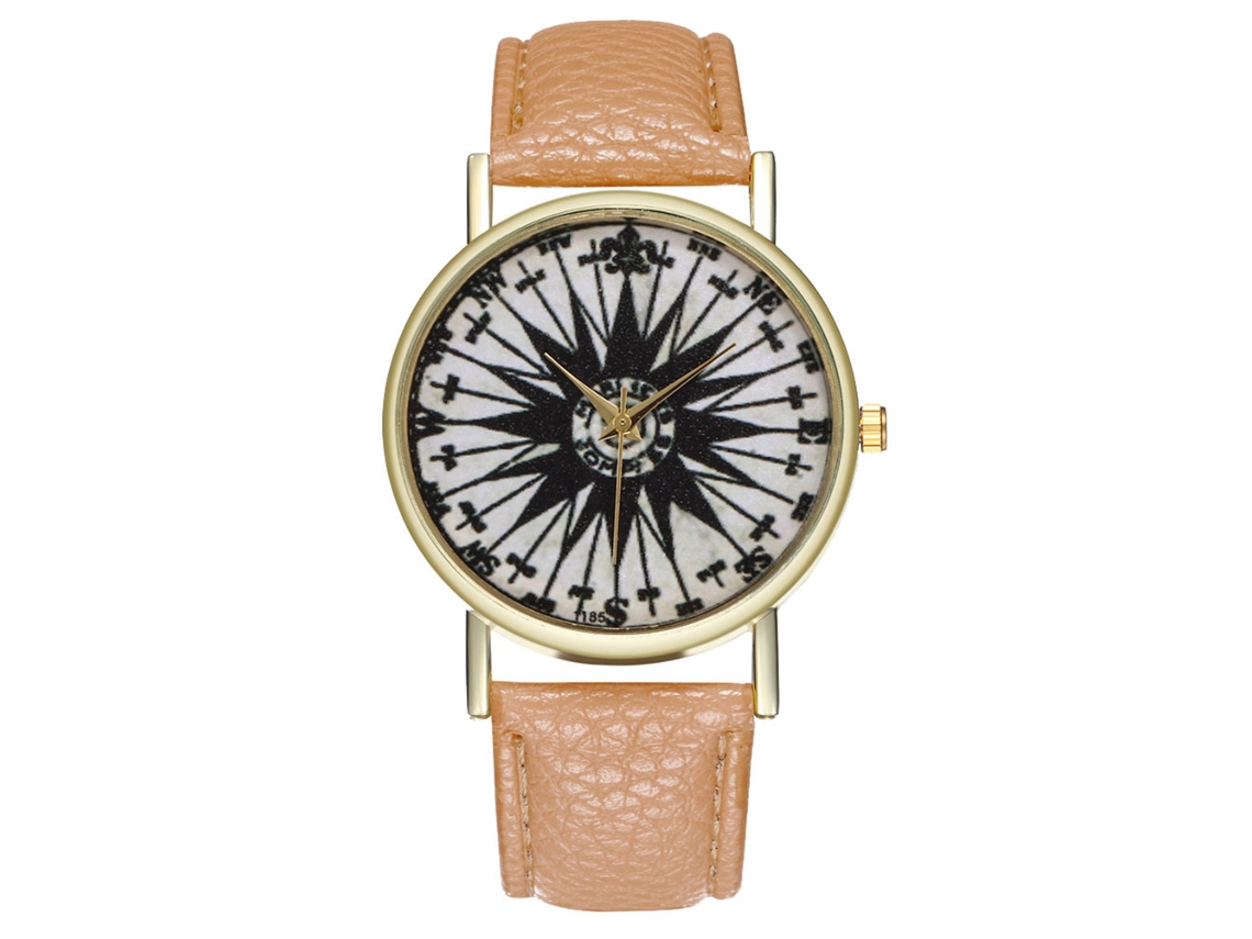 Reloj Hombre Zhoulianfa Patrón Ilustrativo Dial Redondo Analógico De Cuarzo Beige