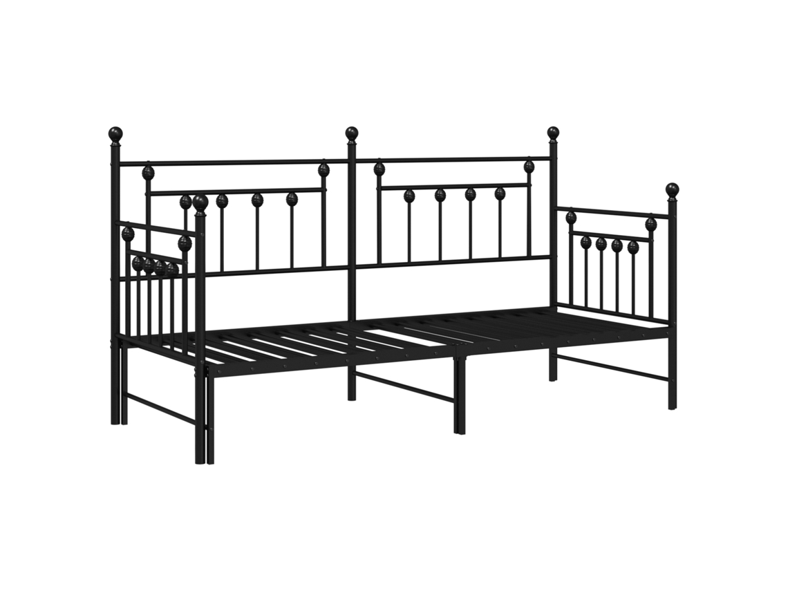 Conjunto 1 Estrutura De Cama De Dia Vidaxl Preto Aço Revestido A Pó (80 X 200 Cm)