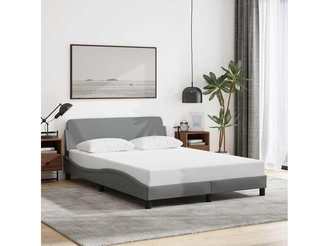 Vidaxl Estrutura De Cama Dover 140x190 Cm Tecido Cinzento-claro