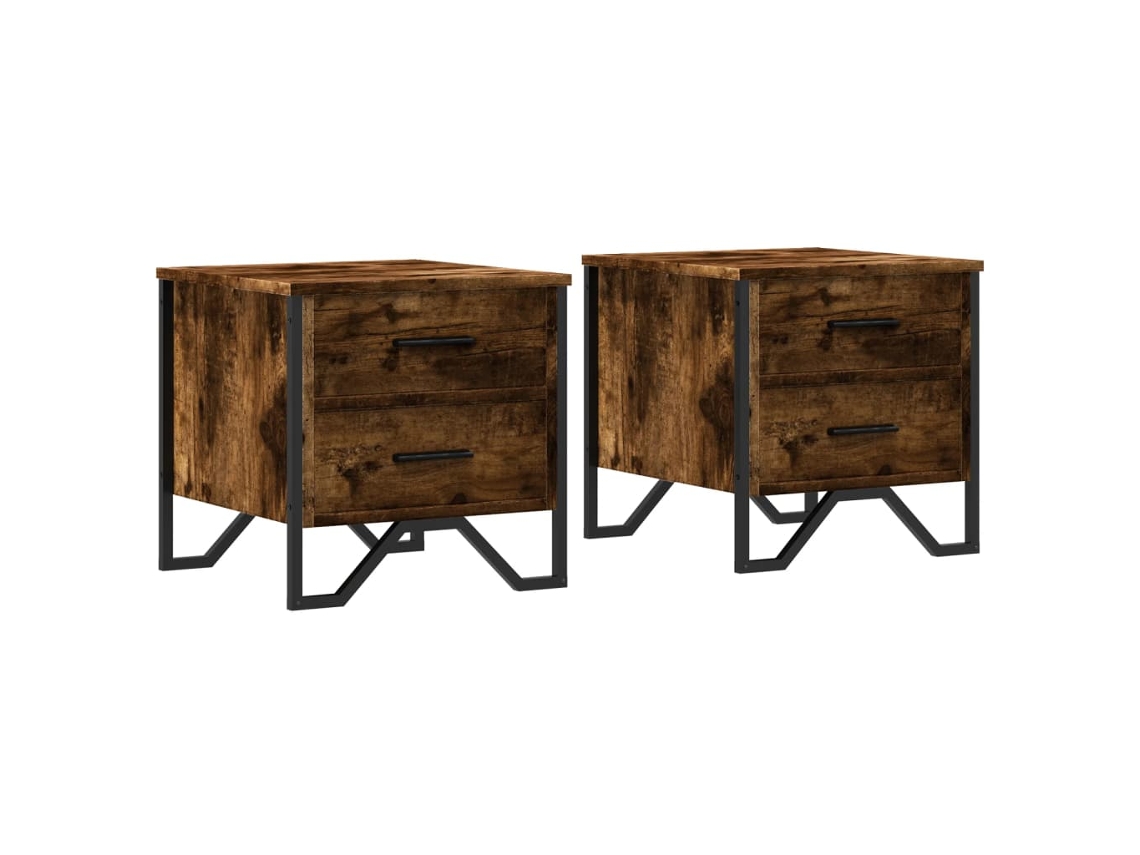 Conjunto de 2 Mesas de Cabeceira Carvalho Fumado MAISON EXCLUSIVE 40x41x40 cm