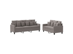 Maison Exclusive - 2 Pcs Conjunto De Sofás Com Almofadões Tecido Cinza-acastanhado