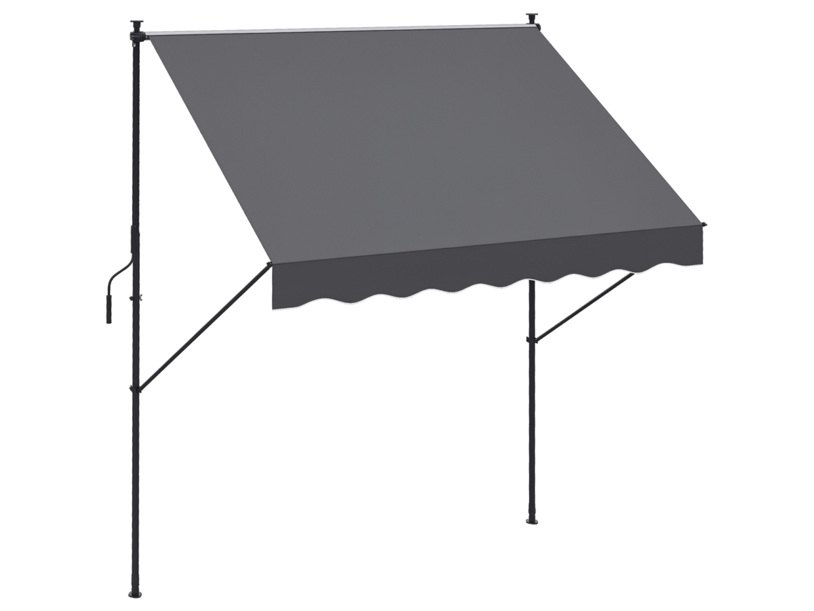 Toldo Manual Retrátil 200x175x210 310 Cm Ajustável com Alça Uv40+ Proteção Solar para Varanda Cinza Ge