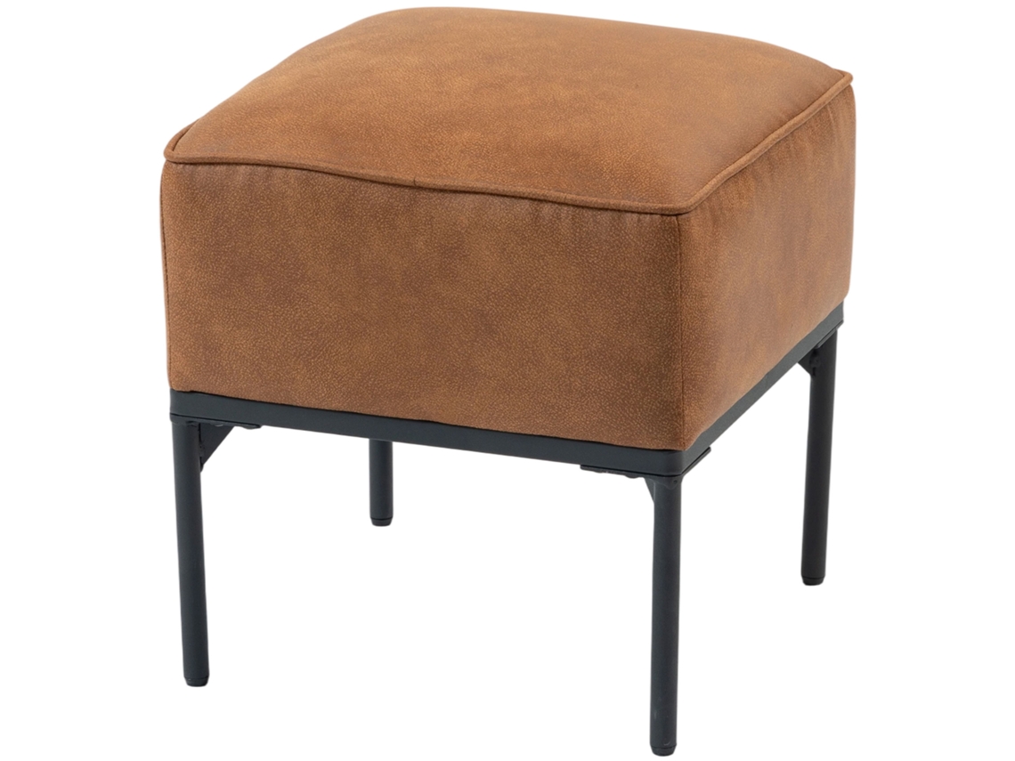 Banco Estofado Em Pu Com Pés De Aço Acolchoado Espesso Estilo Moderno Otomana Para Quarto 40x40x46 Cm Castanho