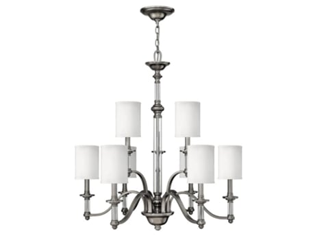 Lustre HINKLEY Hk-Sussex9 Aço Sussex Linho Vidro Transparente E14 9 Lâmpadas